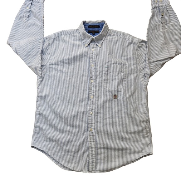 Tommy Hilfiger Other - Tommy Hilfiger Men's Blue White Striped Button Down Shirt‎ L Vintage  Y2K